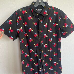 Sony Men's Black Shirt with Colorful Logo Pattern